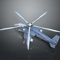 Gray Military Attack Helicopter 3D Model With Multiple Rotors And Aerodynamic Design 3d model
