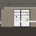 Modern Living Room Interior With Wooden Cabinets Marble Display Shelves And Lighting Strips