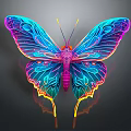 Colorful Flying Butterfly With Vibrant Detailed Wings And Dark Background Reflection