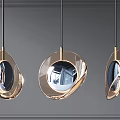 Modern Gold Metallic Pendant Lights With Mirrored Surfaces For Contemporary Interior Design 3d model