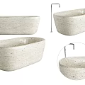 Freestanding Oval Shaped Stone Bathtub With Modern Faucet In Multiple Views