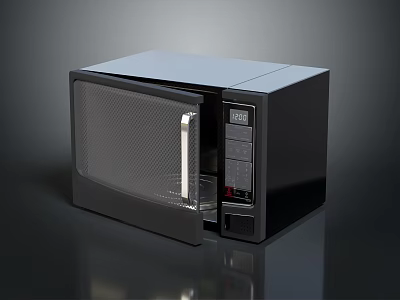 Black Modern Microwave Oven with Open Door and Digital Control Panel Design 3d model