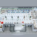 Clean Bright Modern Fruit Store With Green Shelves And Price Tags
