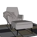 Modern Gray Single Sofa with Soft Pillow Plush Blanket and Metal Legs
