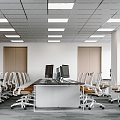 Public Office Office Area Computer Office Chair Office Desk Curtain Mineral Wool Board Ceiling 3d model