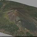 Volcanic Terrain Aerial View With Central Crater Radiating Lava Flows And Colorful Geological Features