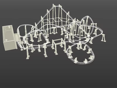 Roller Coaster Amusement Ride 3D Model With Intricate Track And Steel Support Structure 3d model