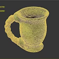 Handcrafted Ceramic Mug With Rope Like Handle And Green Striped Design
