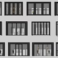 Various Modern Window Designs With Decorative Frames And Glass Panels 3d model