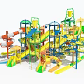 Colorful Water Playground Equipment With Multiple Slides Multi Level Platforms And Water Buckets