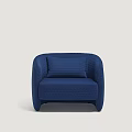 Elegant Modern Blue Single Sofa With Quilted Texture And Accent Pillow 3d model