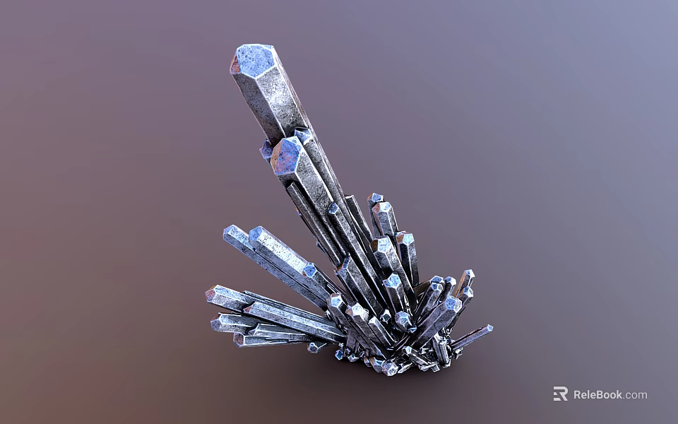 Natural Stone Crystal Cluster Featuring Blue Transparent Shine And Prismatic Structures 3d model 