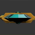 Fantasy Blue Runic Sword With Golden Decorative Hilt And Gemstone Accents