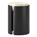 Natural Wooden Cylindrical Stand with Smooth White Top and Grain Design