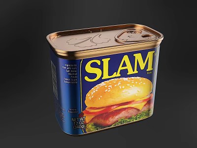 SLAM Canned Food Product With Hamburger Image And Nutrition Facts 3d model