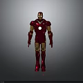 Iron Man Character 3D Model With Red And Gold Armor Chest Emblem On Gray Background