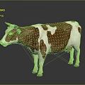 Brown And White Cow Standing On Gray Background With Realistic Features 3d model