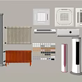 Different Types of Air Conditioner Fans With Various Radiators and Color Options on