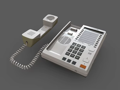 Desktop Landline Telephone With Handset Coiled Cord Numeric Keypad Display Screen And Function Buttons 3d model