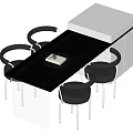 Modern Black Dining Table Set With Four Chairs And White Tabletop 3d model