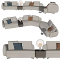 Modern Multiplayer Sofa Multiplayer Corner Sofa Curved Sofa 3d model