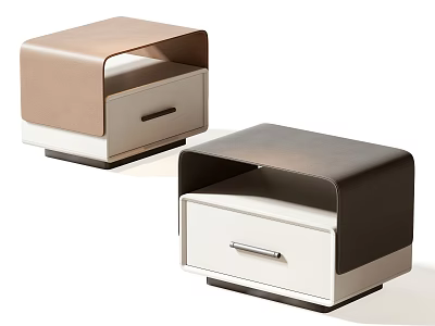 Modern Bedside Tables with Brown Black and White Drawers Sleek Design for Bedroom 3d model