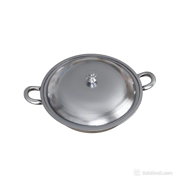 Stainless Steel Cookware Pot With Lid And Double Handles For Kitchen Cooking 3d model 