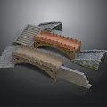 Traditional Architectural Bridges Featuring Stone Steps Wooden Arch And Railing Details