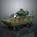 Wheeled Armored Military Vehicle With Camouflage Paint And Roof Mounted Antennas