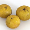 Three Fresh Yellow Oranges With Natural Spots On White Background Surface