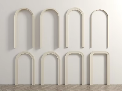 Minimalist Arched Architectural Elements In Neutral Tones For Decorative Wall Design 3d model