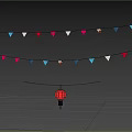 Colorful Triangular Bunting Flags And Red Lantern For Festive Hanging Decoration
