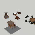 Unique Vase Shaped Wooden House With Wooden Structure Green Trees And People Outside