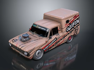 Beige Military Vehicle With Operation Reconnaissance Graphics Exposed Engine And Sturdy Tires 3d model
