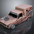 Beige Military Vehicle With Operation Reconnaissance Graphics Exposed Engine And Sturdy Tires