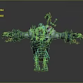 Blue Lion Headed Game Movie Character With Open Arms Decorative Armor And Axe On Head