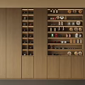 Modern Wooden Kitchen Storage Cabinet With Multiple Shelves And Organized Jars Containers