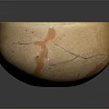 Hand Carved Ceramic Bowl Sculpture With Cracks And Orange Patterns Artwork