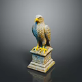 Detailed Eagle Statue With Intricate Feather Design Perched On Stone Pedestal