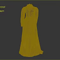 Elegant Golden Full Length Vintage Dress With Intricate Floral Patterns
