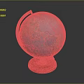 Vintage Blue Globe With Red Wooden Base For Educational And Decorative Use