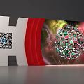 Modern Background Wall Design With Red Stripes Colorful Sphere QR Code And Starry Pattern 3d model