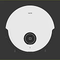 Modern Robot Vacuum Cleaner With White Top Black Circular Button And Black Edge Design