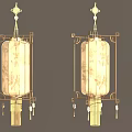 Traditional Chinese Hanging Lanterns With Golden Frame And Floral Patterns