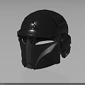 Shiny Black Metallic Tactical Helmet Headwear With Glossy Surface And Futuristic Design