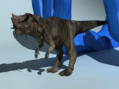 Science and Technology Exhibition Hall Showcasing Dinosaur Model With Blue Geometric Structures 3d model