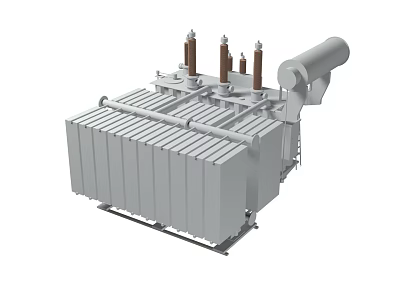 Industrial Power Transformer With Top Bushings Side Radiators And Heavy Duty Structure 3d model
