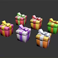 Colorful Decorative Gift Boxes Featuring Ribbon Bows In Various Bright Colors