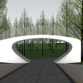 curved arch bridge landscape bridge 3d model