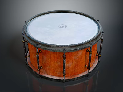 High Quality Wooden Drum With Metal Hardware And White Drumhead Showcasing Musical Instrument Craftsmanship 3d model